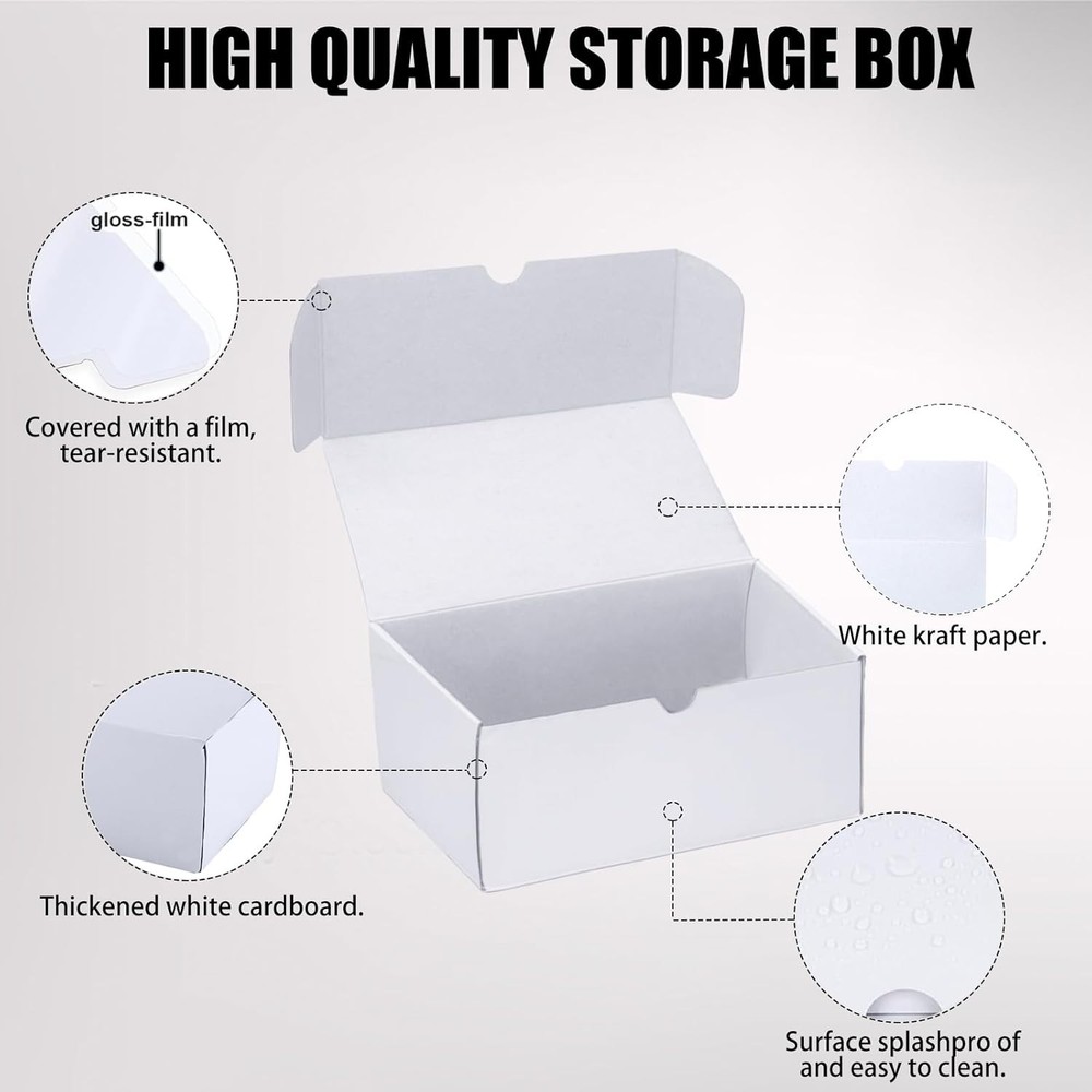 Toploader Trading Card Storage Box, 4-Pack 100 Count White Corrugated Cardboard
