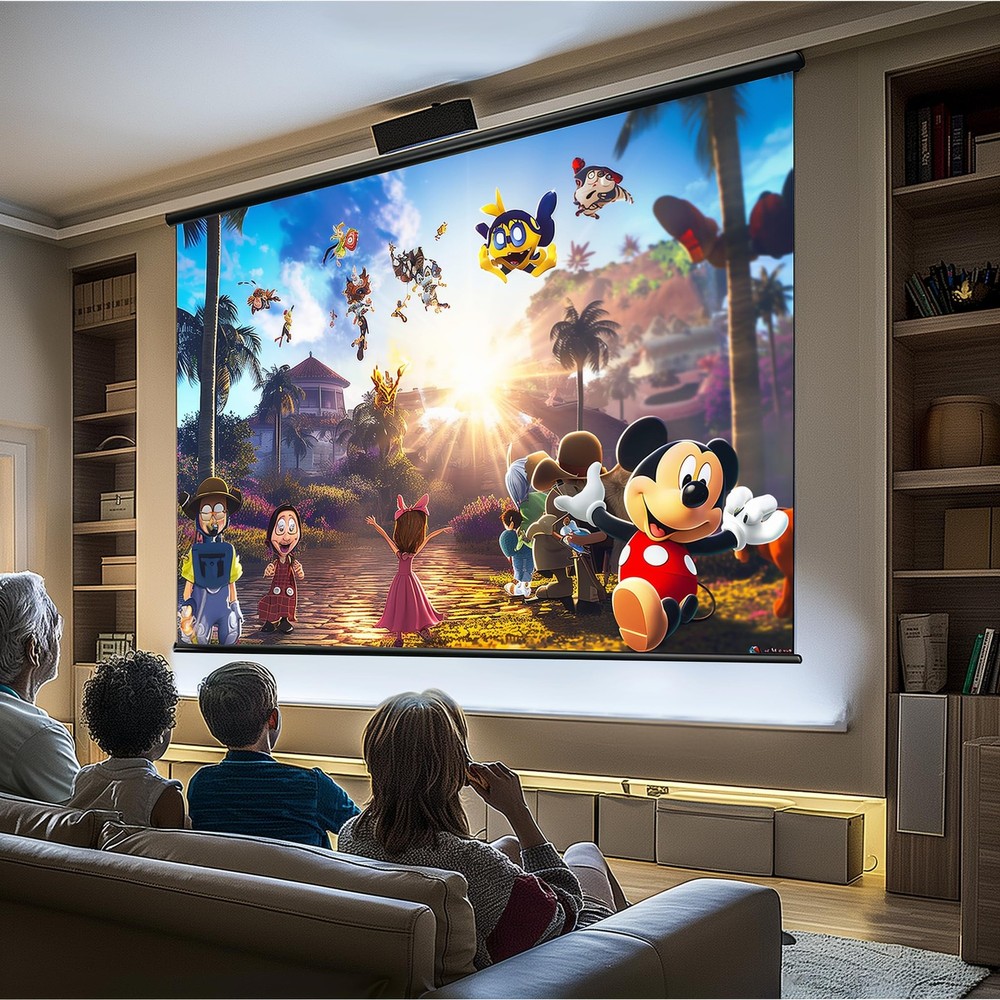 100" Motorized Projector Screen, Electric 4:3 Projector Screen with Remote Co...