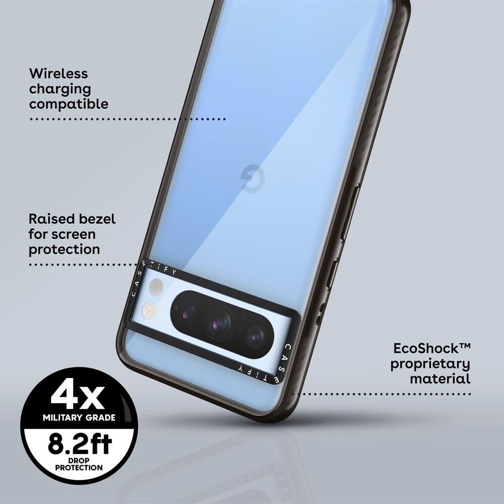 CASETiFY Impact Case for Google Pixel 8 - Clear Black, Slim, 8.2ft Drop Prot.