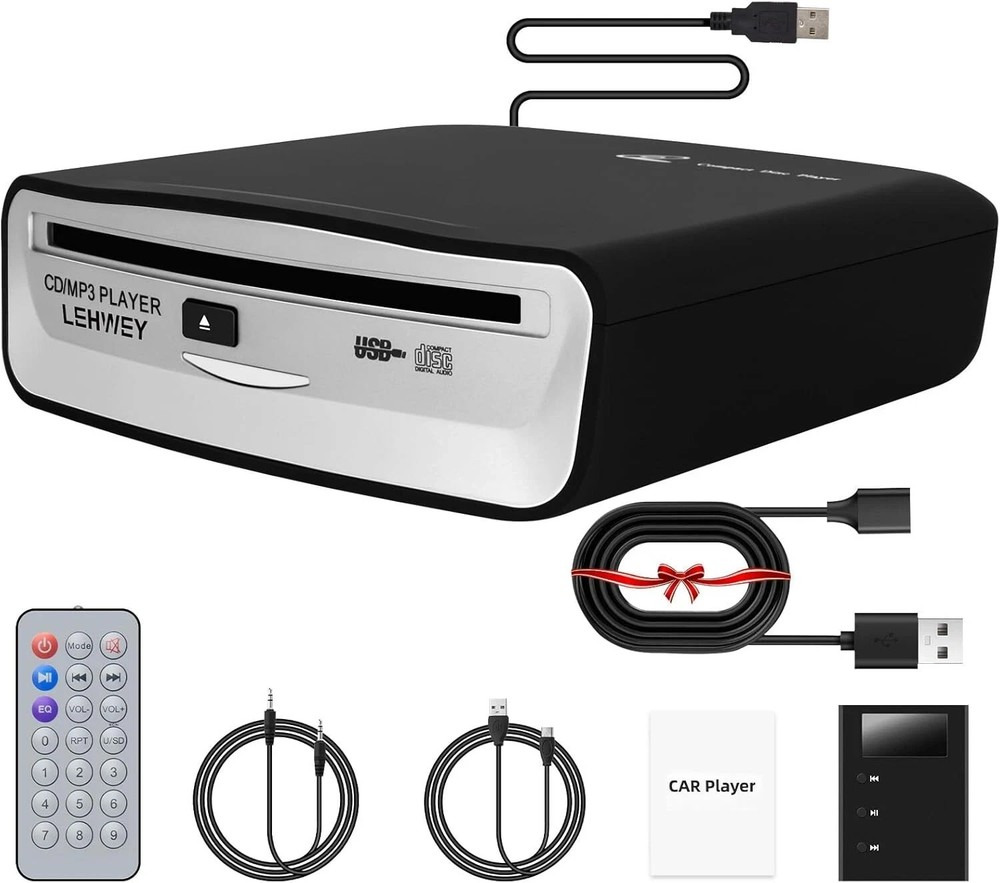 External USB CD Player for Car Portable Plug In CD Player with Remote Control