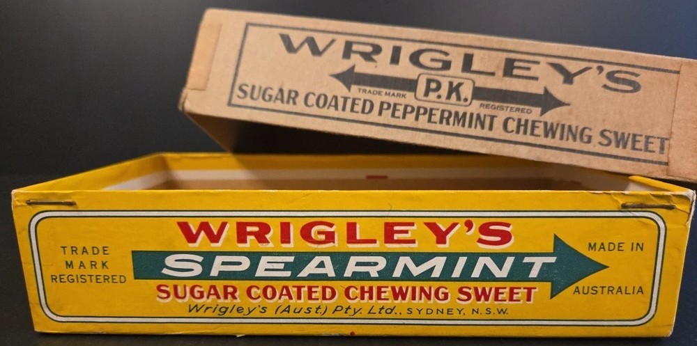 c1940s WRIGLEY'S PK Peppermint Bubble Gum Store DISPLAY BOX Empty #2 Sweet