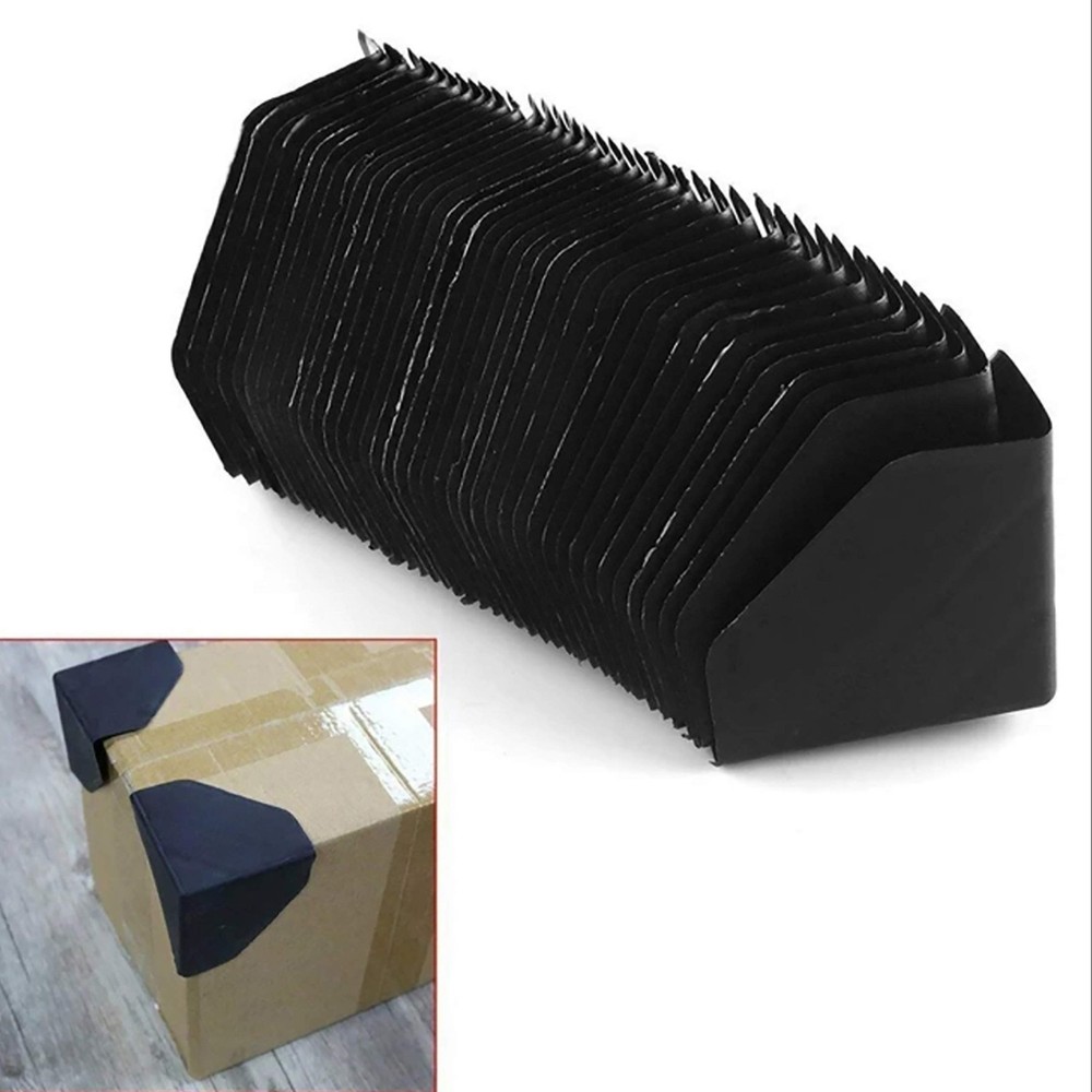 Shipping Box Corner Protectors Plastic Packaging Edge 50 Pcs, Black