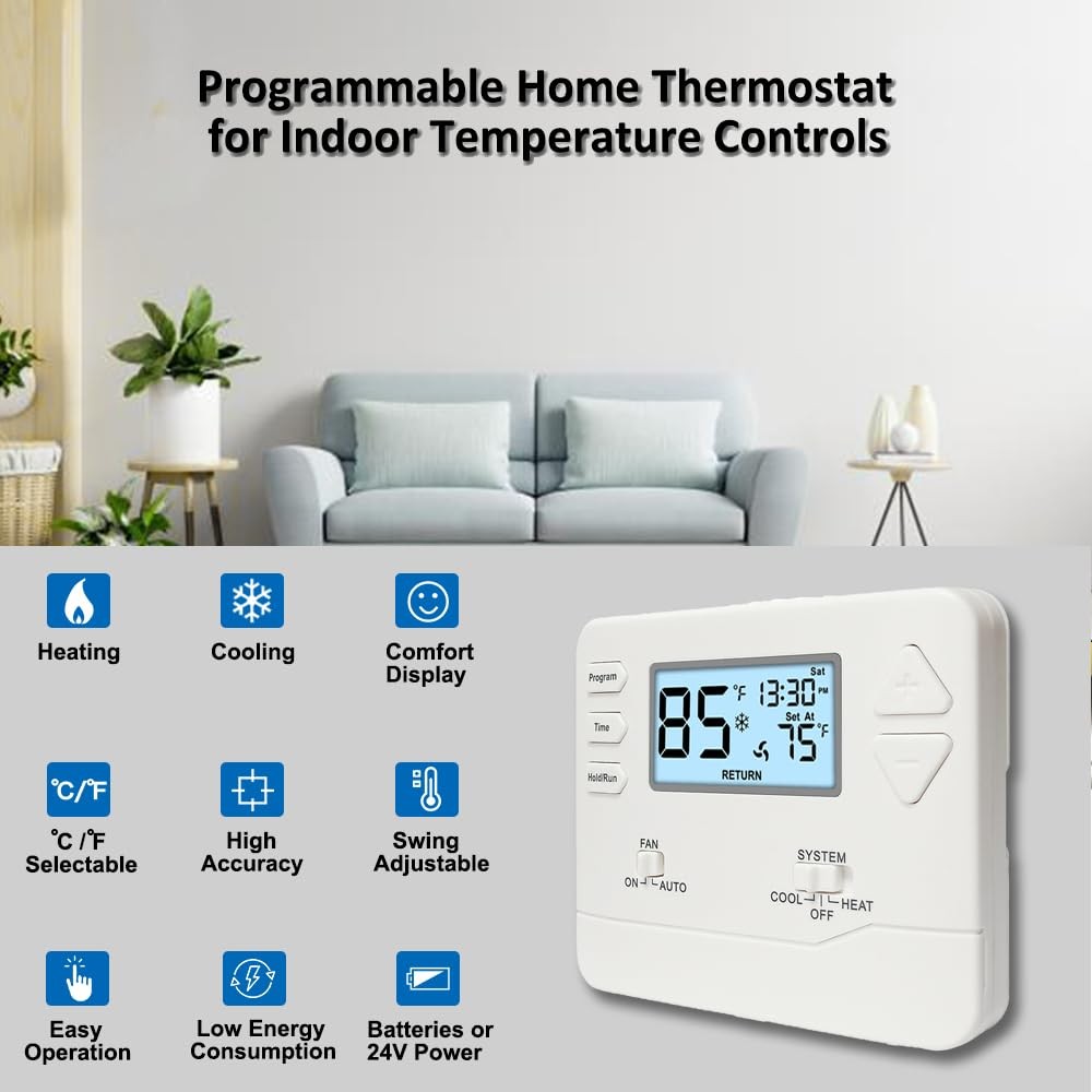Programmable Thermostat for Home, 5-1-1 Day Programmable Digital Energy-Savin...