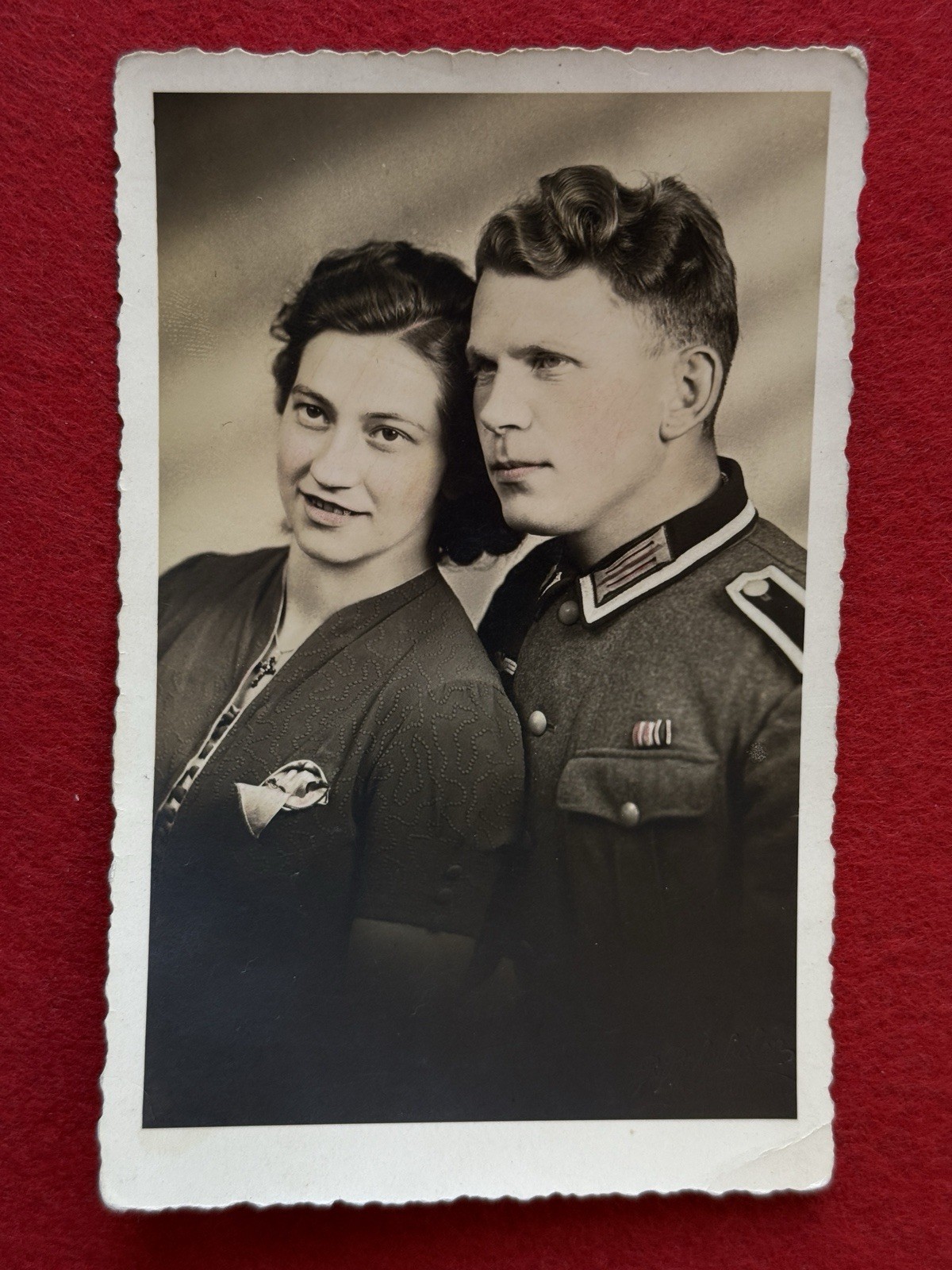 WWII German RPPC Post Card Army Soldier w/ Iron Cross Tinted Photo