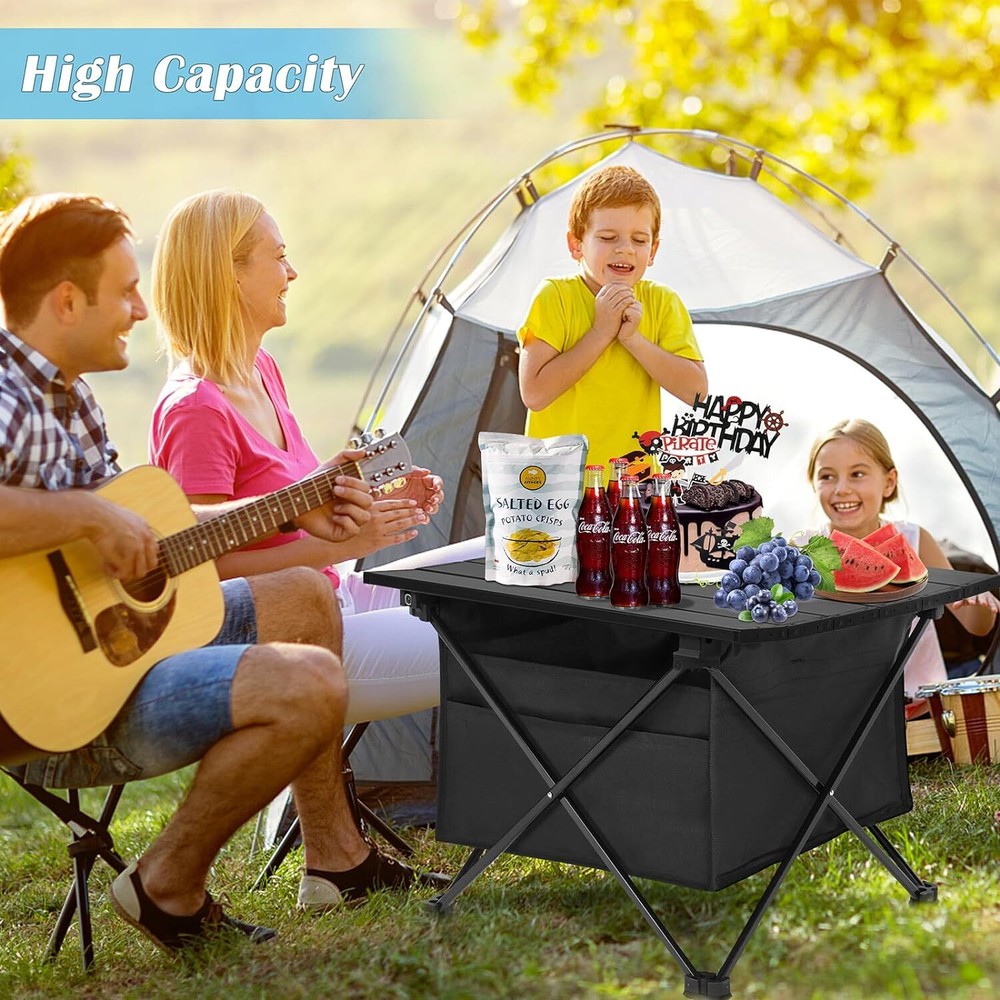 Foldable, Small Folding Table Portable with High-Capacity Small, Black