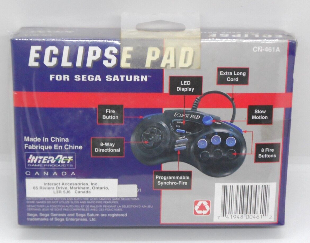 Eclipse Pad ~ (Sega Saturn Controller) Sealed NEW CN-461A InterAct Game Products