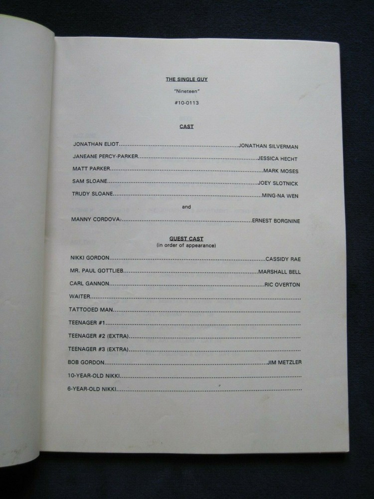 ORIGINAL SCRIPT for TV's THE SINGLE GUY - NINETEEN - JONATHAN SILVERMAN's COPY