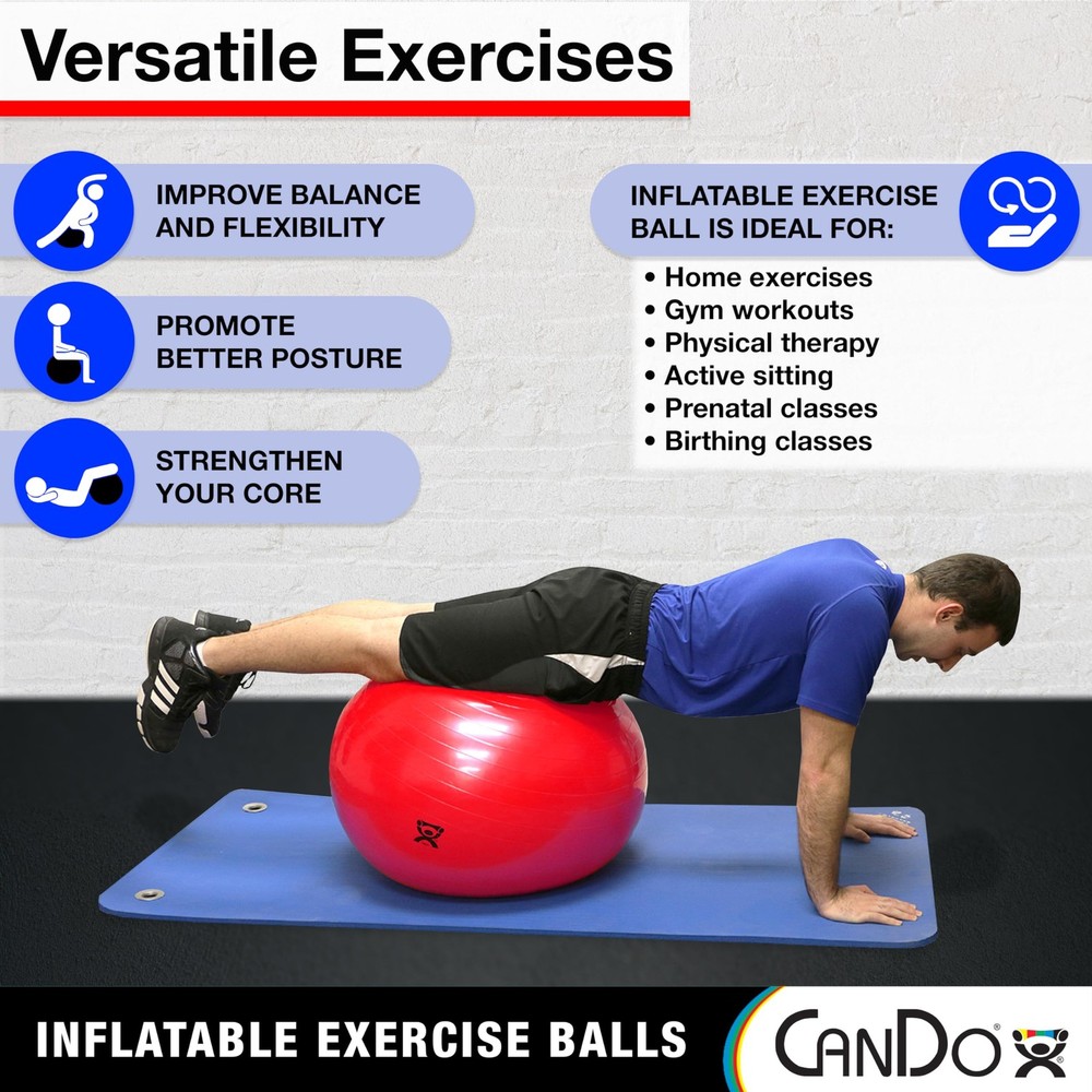 Inflatable Exercise Ball - Blue 11.8", Durable Extra Thick Non-Slip Stability...