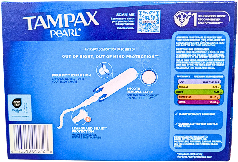 Tampax Pearl Super Absorbency Tampons 96 Count