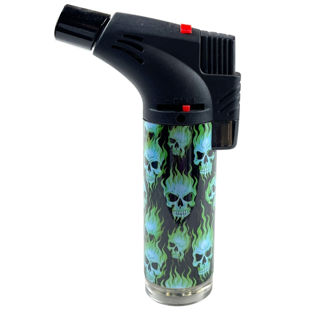 4 Pack Jumbo 4" Single Jet Flame Torch Gun Lighter Refillable Lockable Skeleton