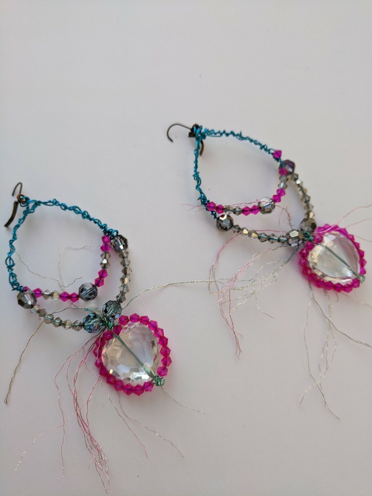 Statement Artisan Crystal heart earrings