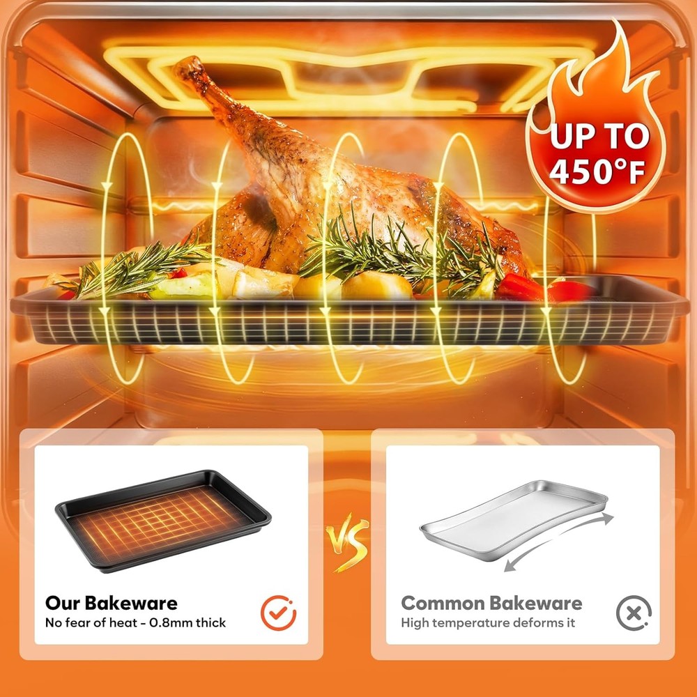 2 Pack Half Sheet Pan with Cooling Sheet+Wire Rack, + Rack