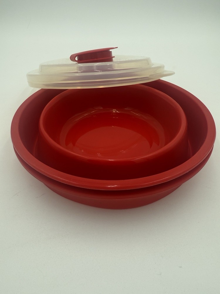 Pampered Chef Microwave Popcorn Maker COLLAPSIBLE Red Silicone 1457