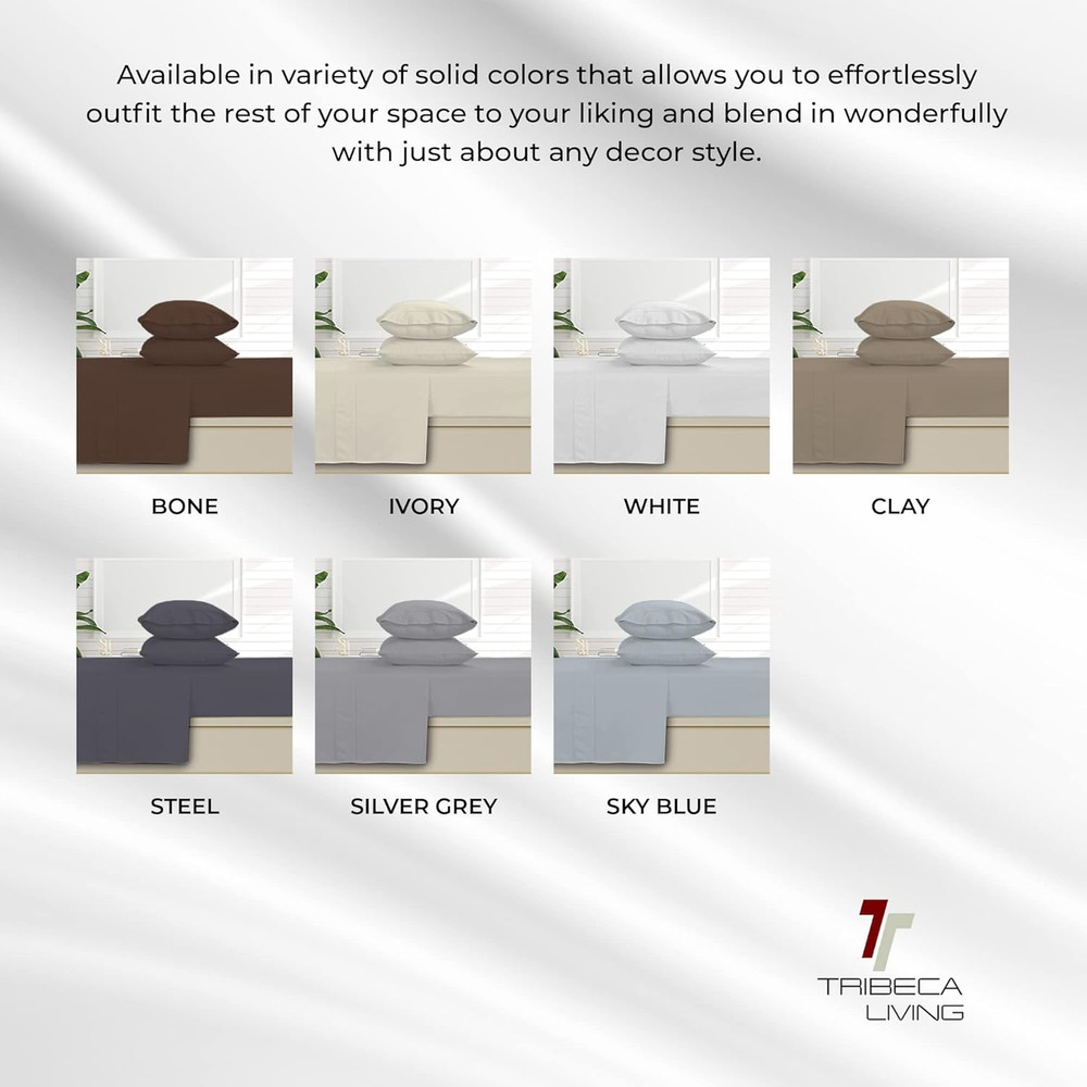 Bed Sheet Set, Soft Egyptian Cotton Sateen Solid Sheets and Pillowcase Set, Deep