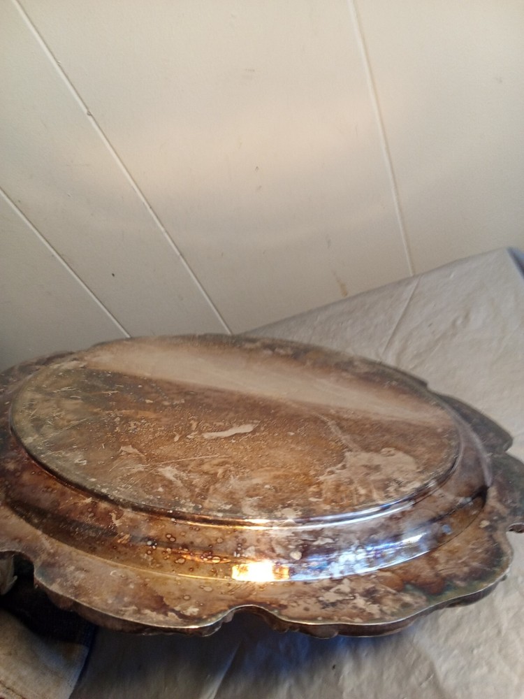 12" Vintage Ornate Silverplate Tray