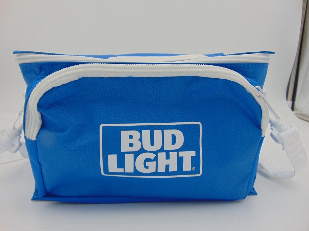 BUD LIGHT Blue Lunchbook Bag Removeable Adjustable Straps Zipper