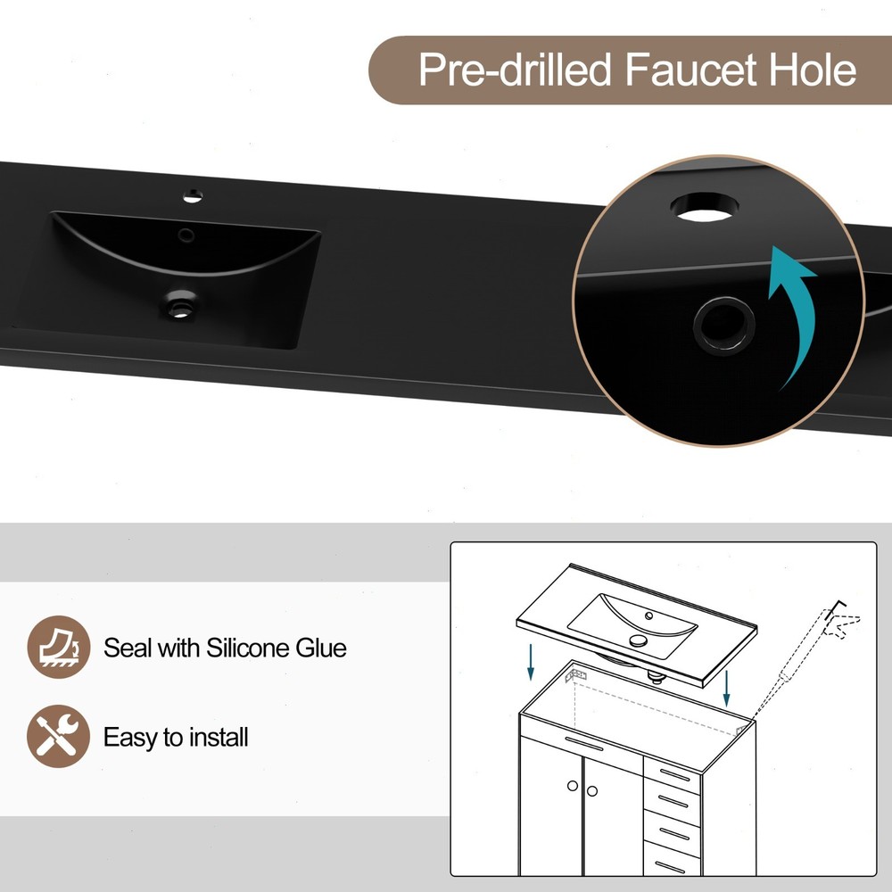 72" Double Sink Vanity Top Undermount Bathroom Sink