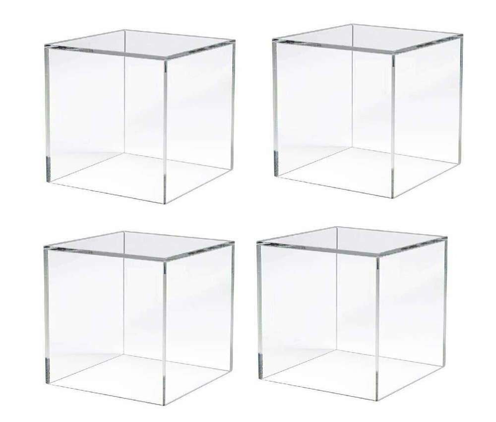 N'ice Packaging 4 Pieces Acrylic Cube 5 Solid Sides - 5" x 5" x 5"