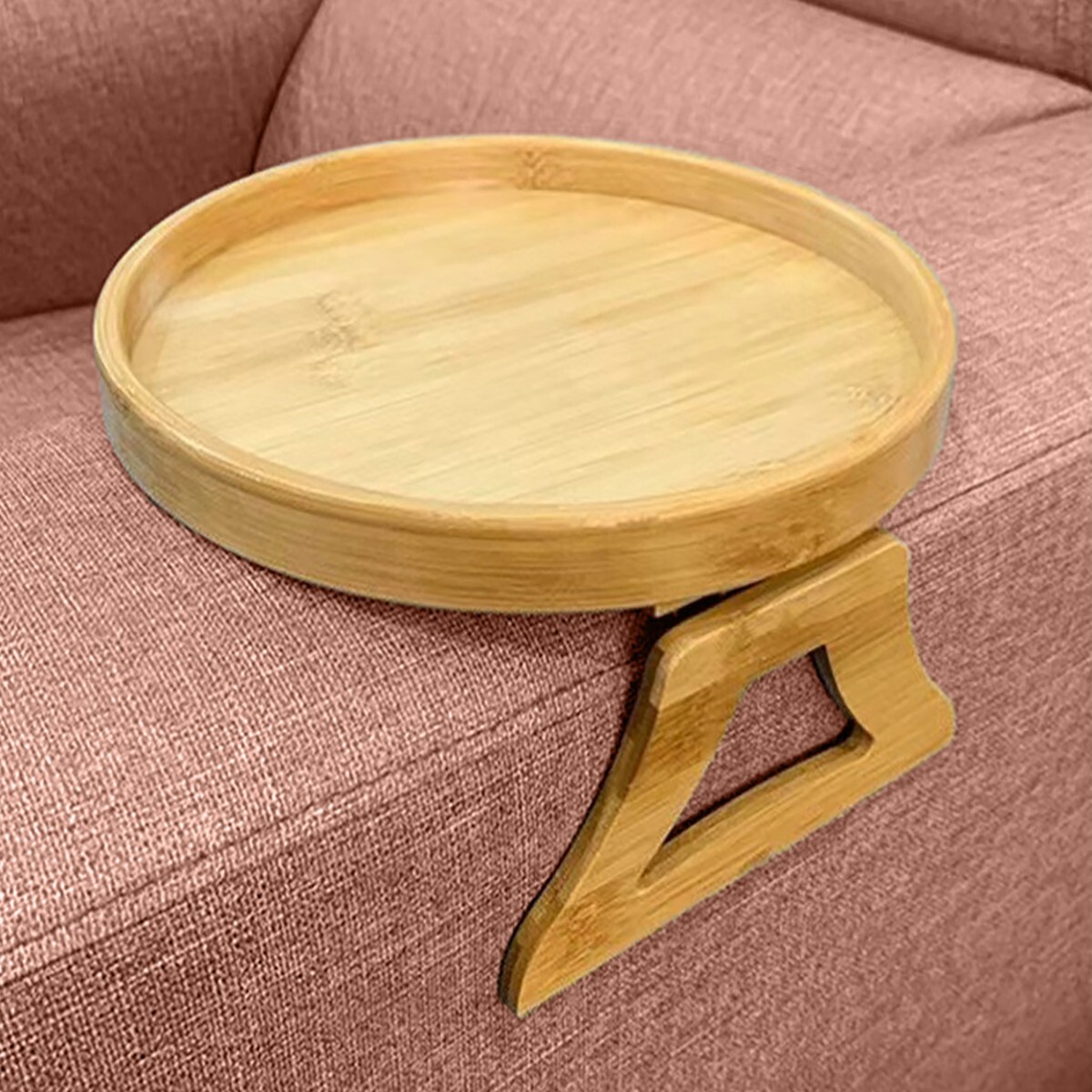 Wooden Sofa Armrest Tray Table Clip Holder Round Sofa Couch Arm Holder Organizer