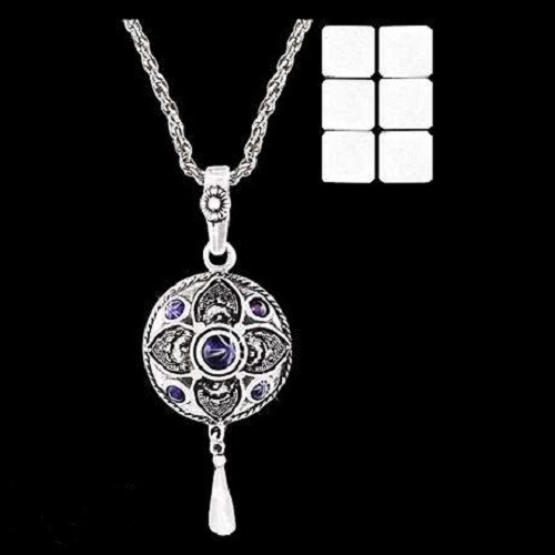 Pewter Amethyst Flower Diffuser Pendant on 24" Chain