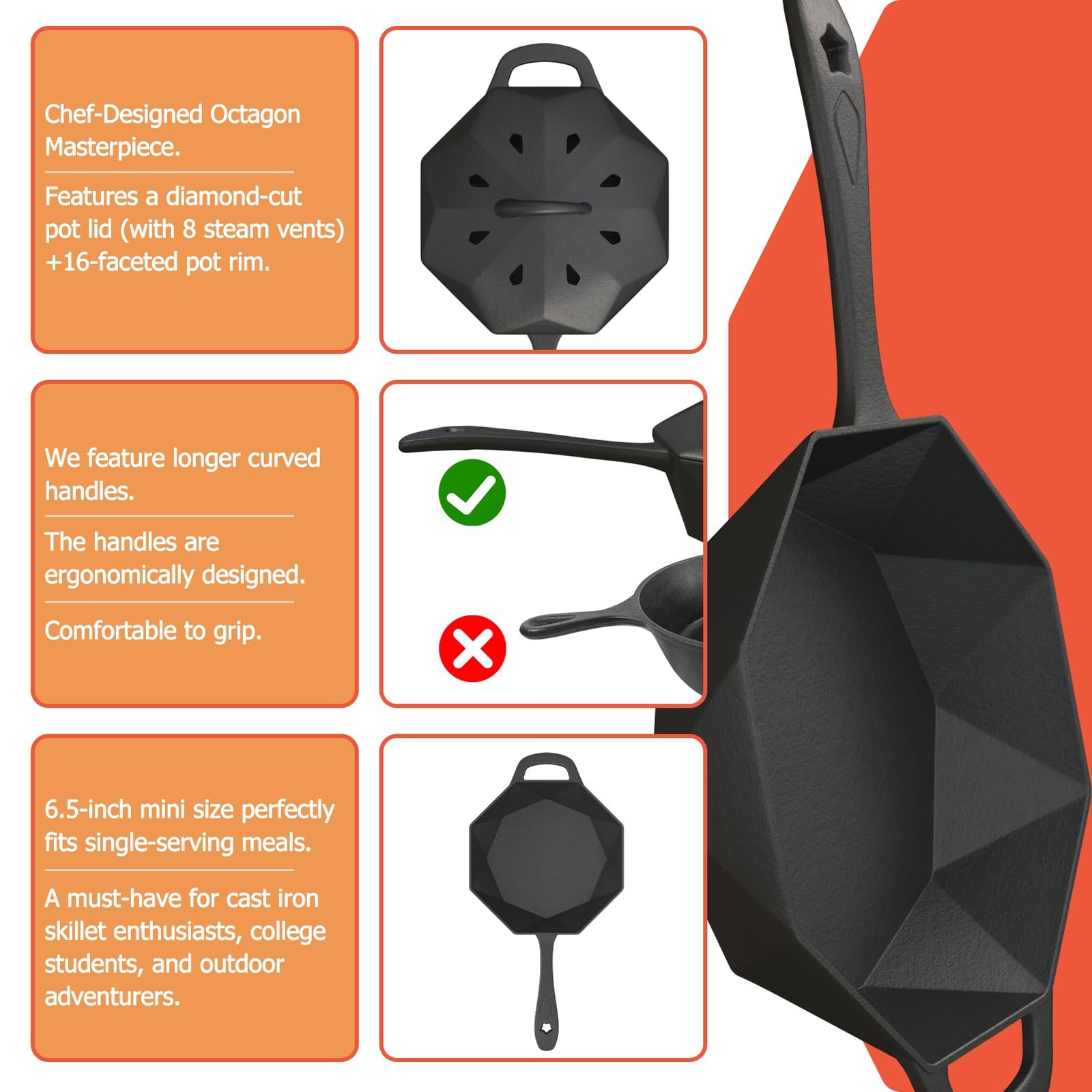 Best Aurionix Cast Iron Skillet with Lid Pre-seasoned Pans Smoker Box for Open