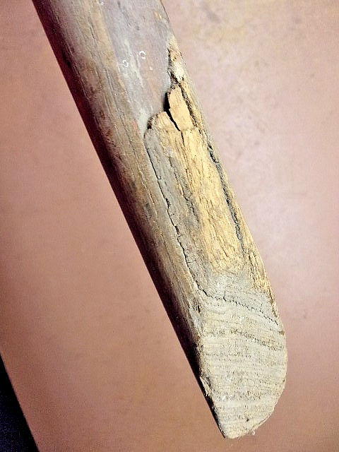 Primitive Hand Made Split Wooden Tool Handle 38" Long for Re-Purpose Cane Dibble