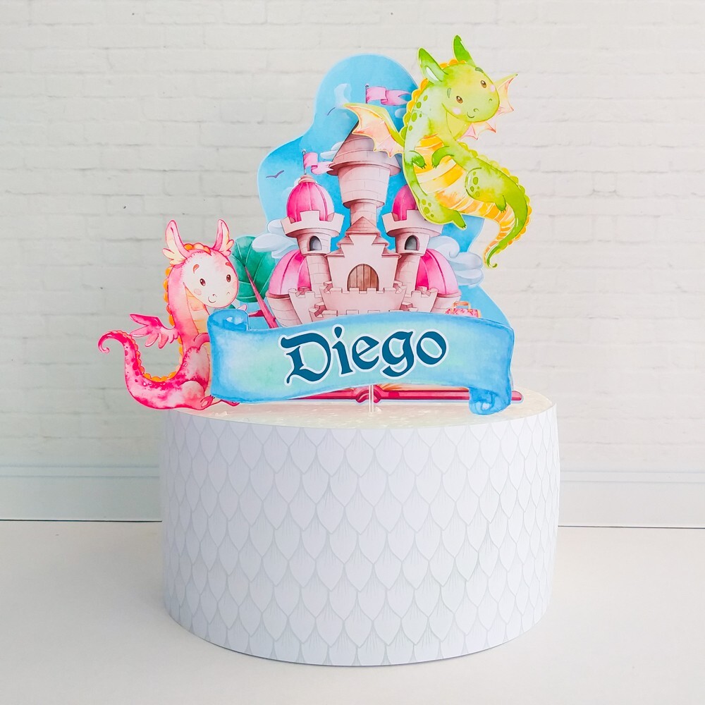 Personalized Dragon Theme Cake Topper