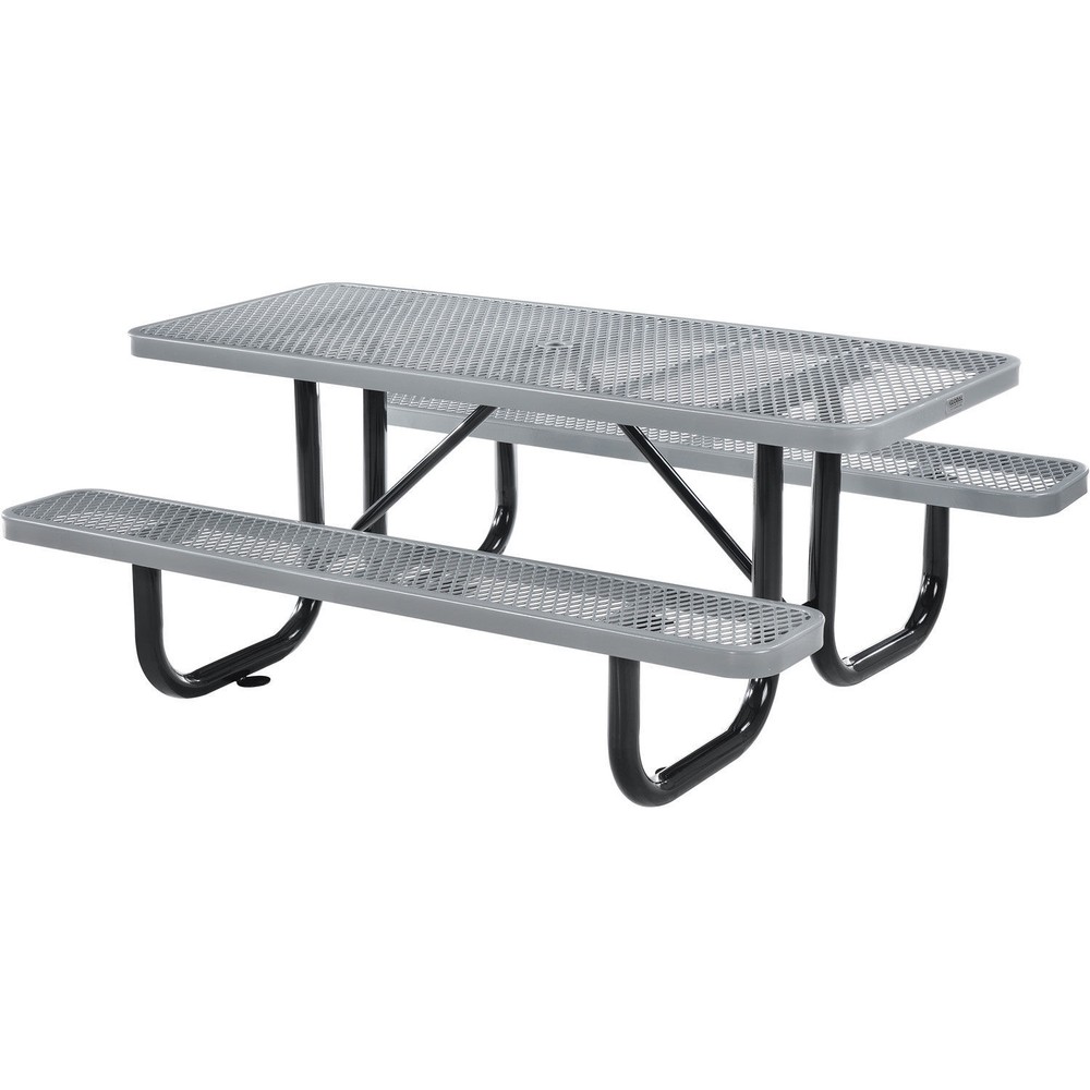 Global Industrial 72" Rectangular Picnic Table Surface Mount Gray