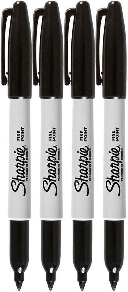 Sharpie Permanent Markers, Fine Point, Black Ink (4-Pack)