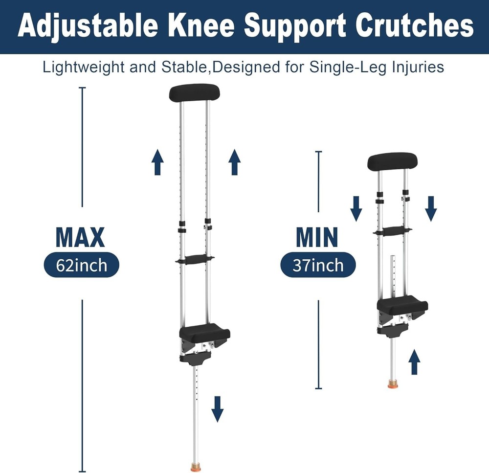 Adjustable Knee Support Crutch, No-Slip Kneepad