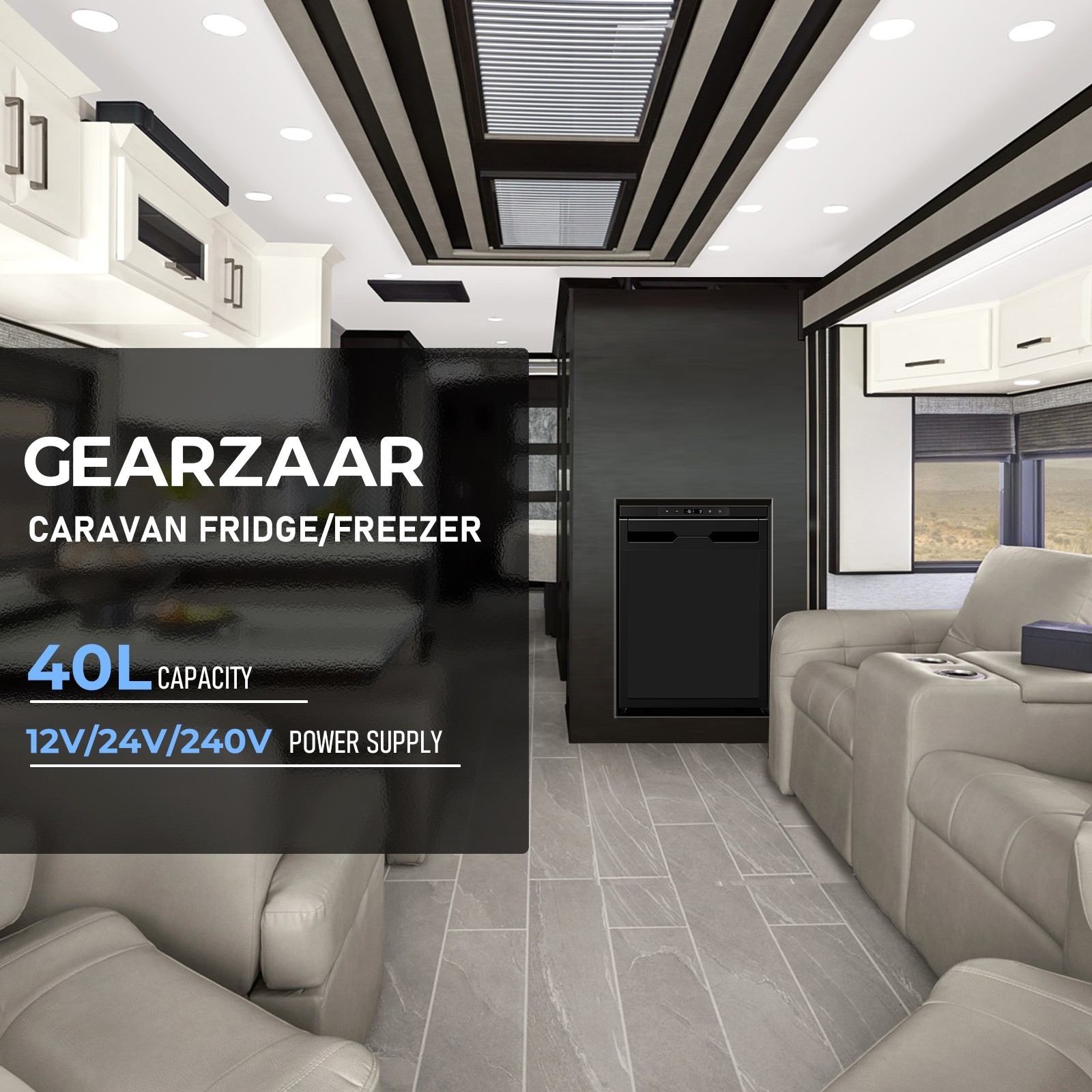 12V/24V 110V APP Camper Refrigerator Truck RV Refrigerator with Freezer 1.4cu ft