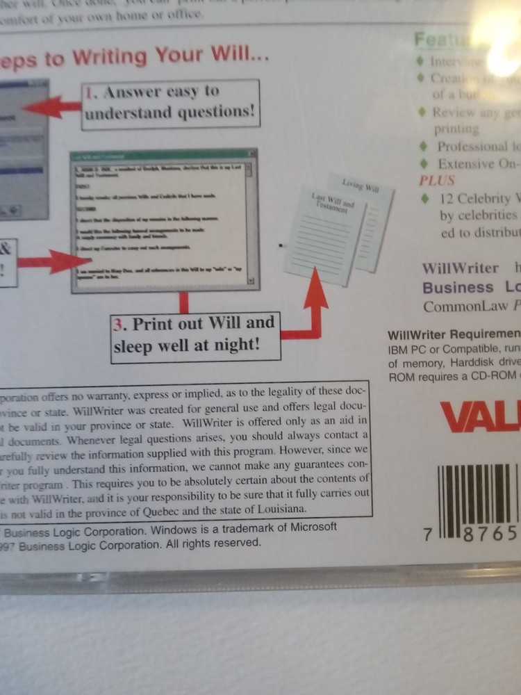 Will Writer Software CD-ROM