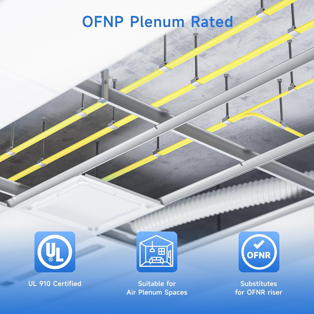 Plenum Rated Duplex OS2 Single Mode Fiber Optic Patch Cable - 1M / 3.3Ft, LC to