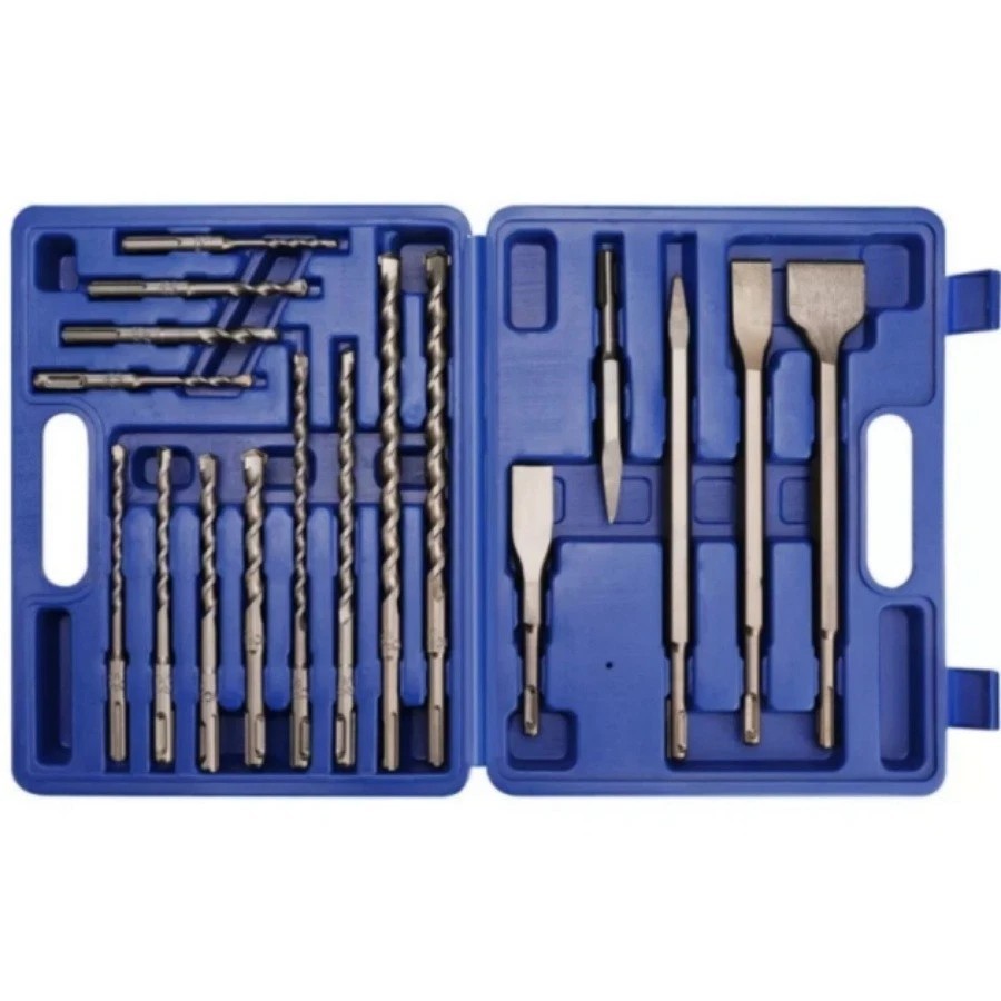 17PC SDS-Plus Rotary Hammer Drill Bits and Chisel Set for Concrete Stone