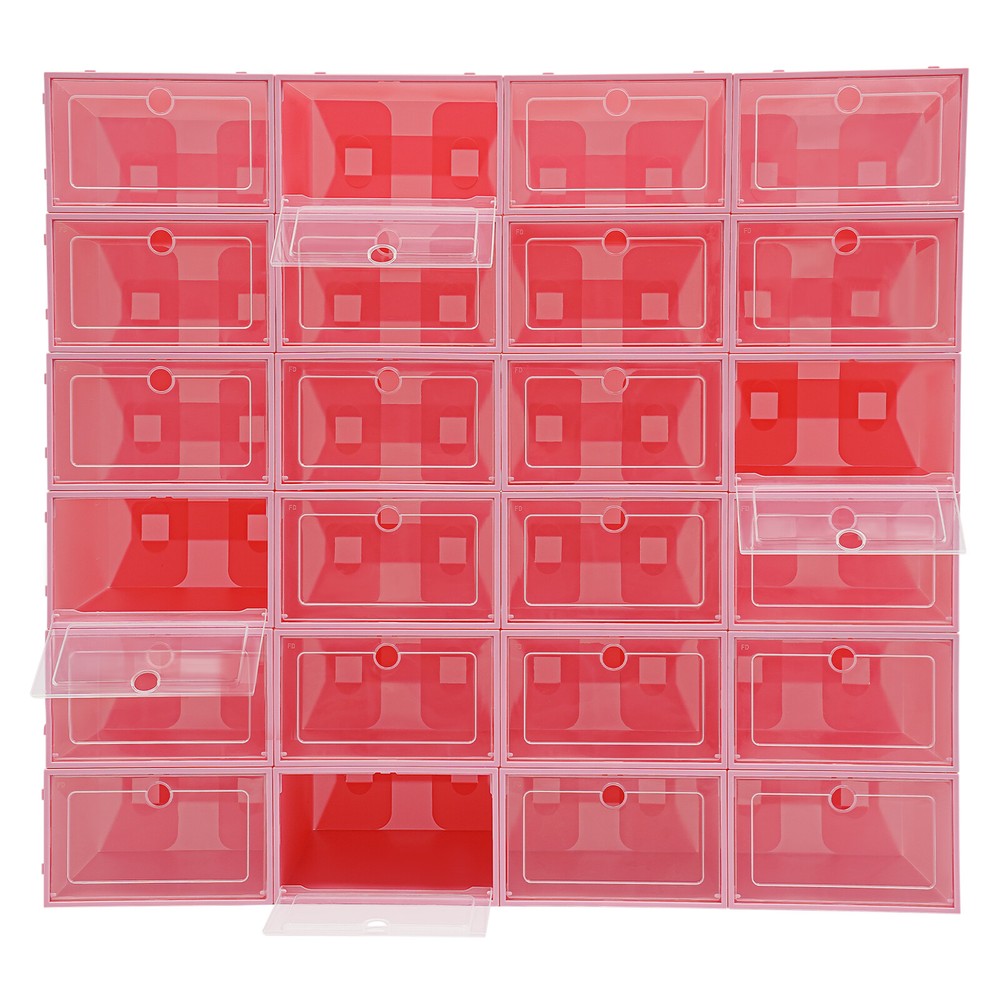 24-Pack Clear Lid Shoe Storage Boxes – Stackable & Space-Saving Solution