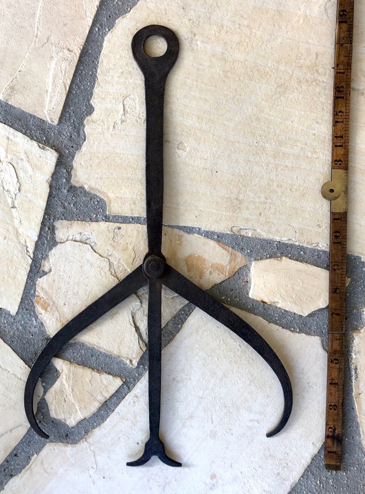 Primitive, Hand Forged Iron, Double Calipers — Blacksmith's Wheelwright Tool