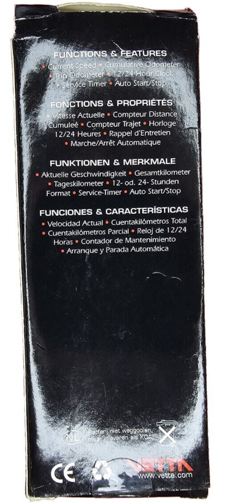 Vetta RT33 Cyclocomputer Odometer Black Color
