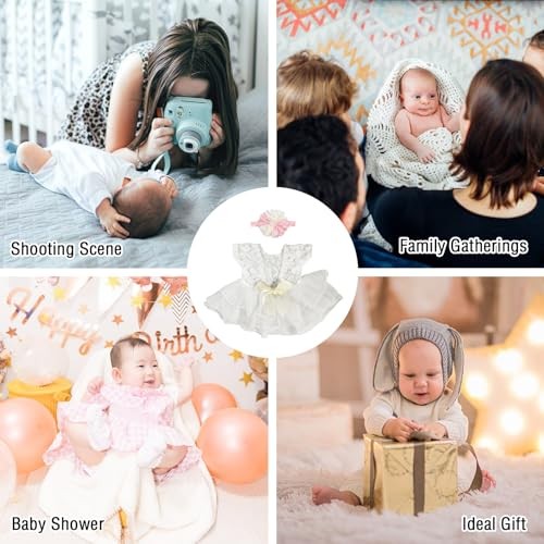 Lace Newborn Girls Photography Prop Baby Girl Tutu Dress with Flower Headband