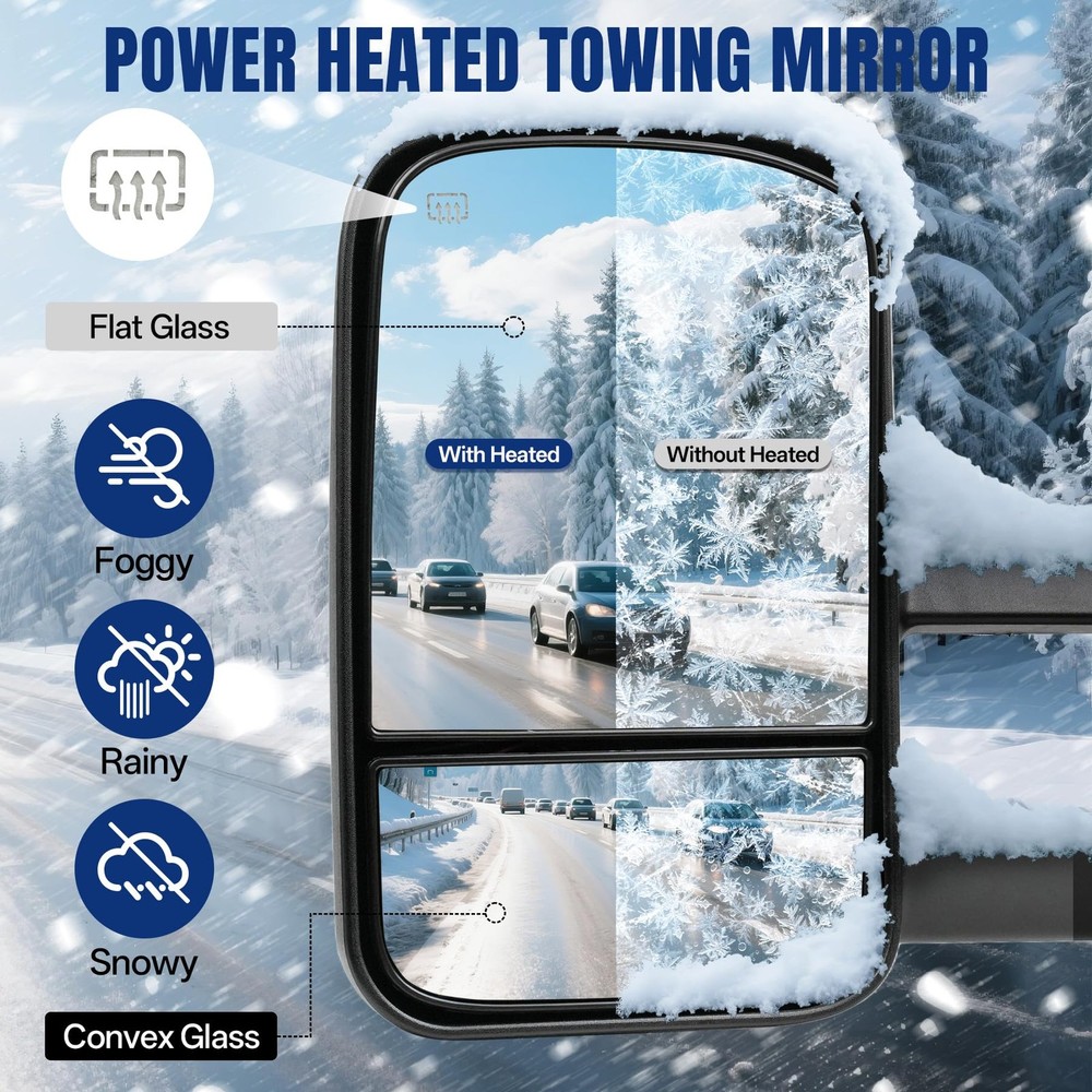 Aritoxy Driver Left Towing Mirrors Power Compatible with Mirror, Black