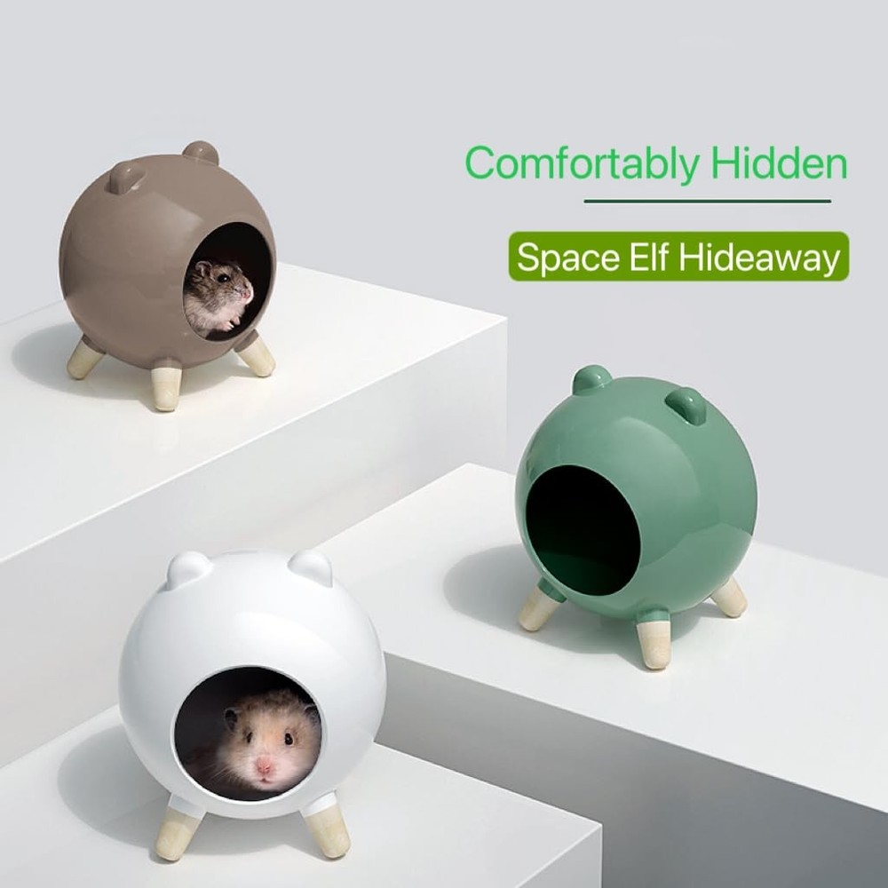 White Hamster Hideout Tiny House Space Elf Hiding Nest Durable Plush Pad