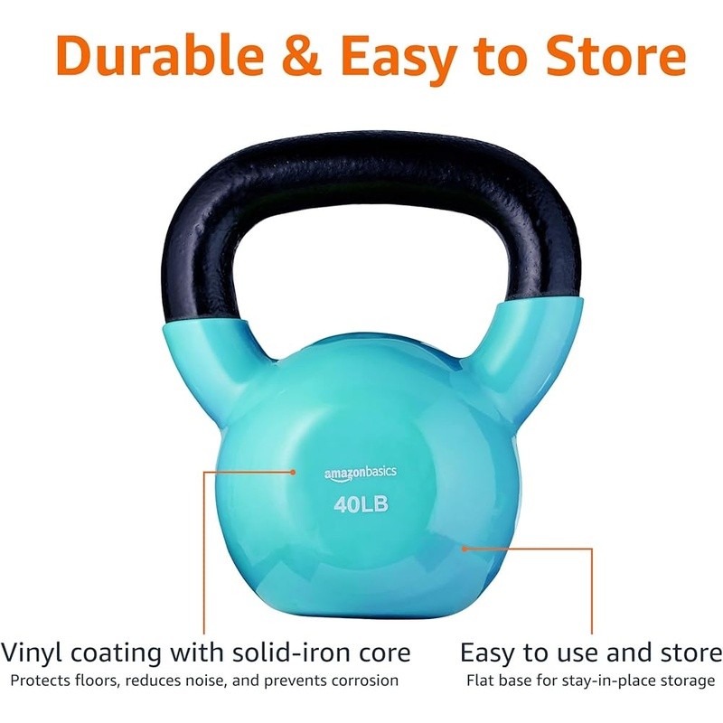 Kettlebell Weight Exercise Strength Training Solid Cast Iron W/ Vinyl Coating US