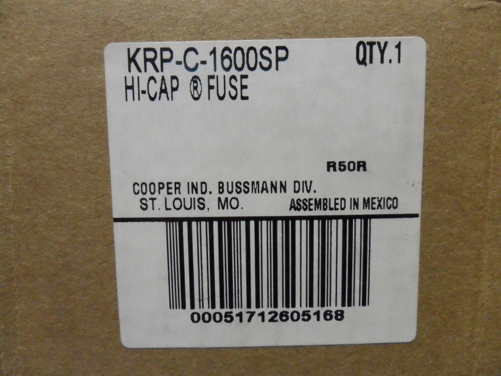 New Bussmann Bussman KRPC KRP C 1600SP 1600 Amp Fuse Class L 600V Low Peak NIB