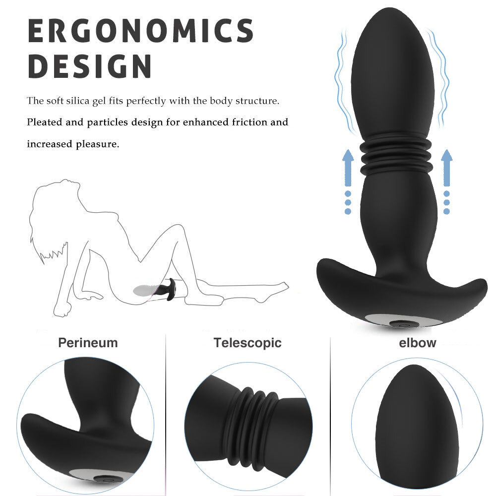 Thrusting Anal Butt Plug Dildo Vibrator Prostate Massager Sex Toys for Women Men