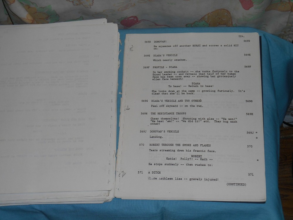 original V MINISERIES SCRIPT signed by Kenneth Johnson and others