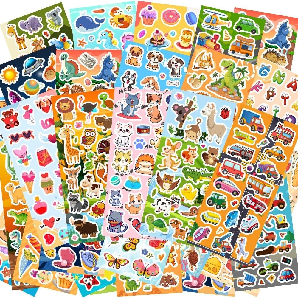 48 Sheets Stickers for Kids, Cute Kids Variety Pack Multicolor