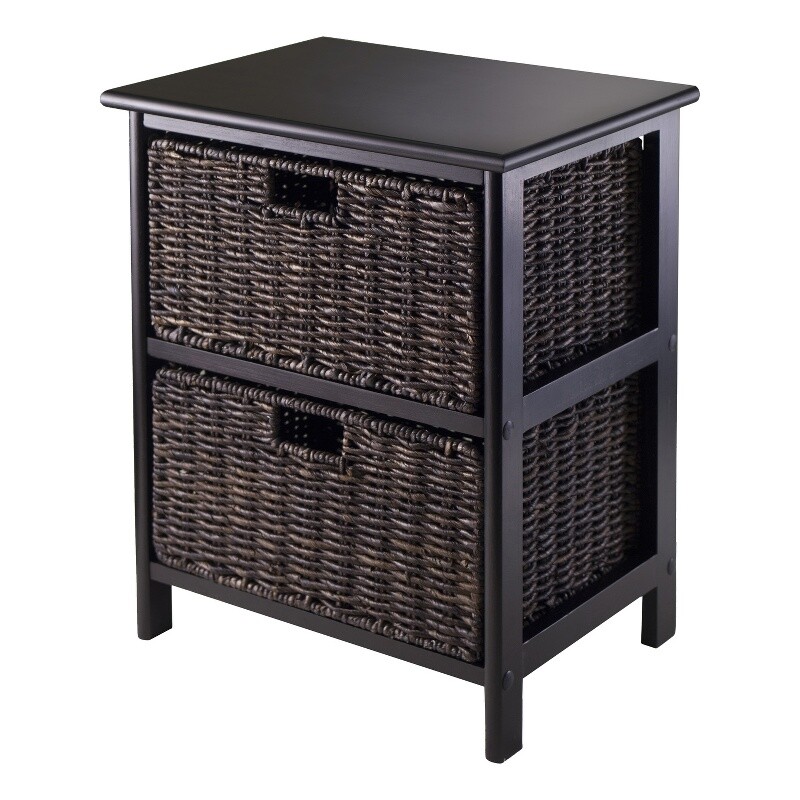 Winsome Omaha Storage Rack with 2 Foldable Baskets in Black