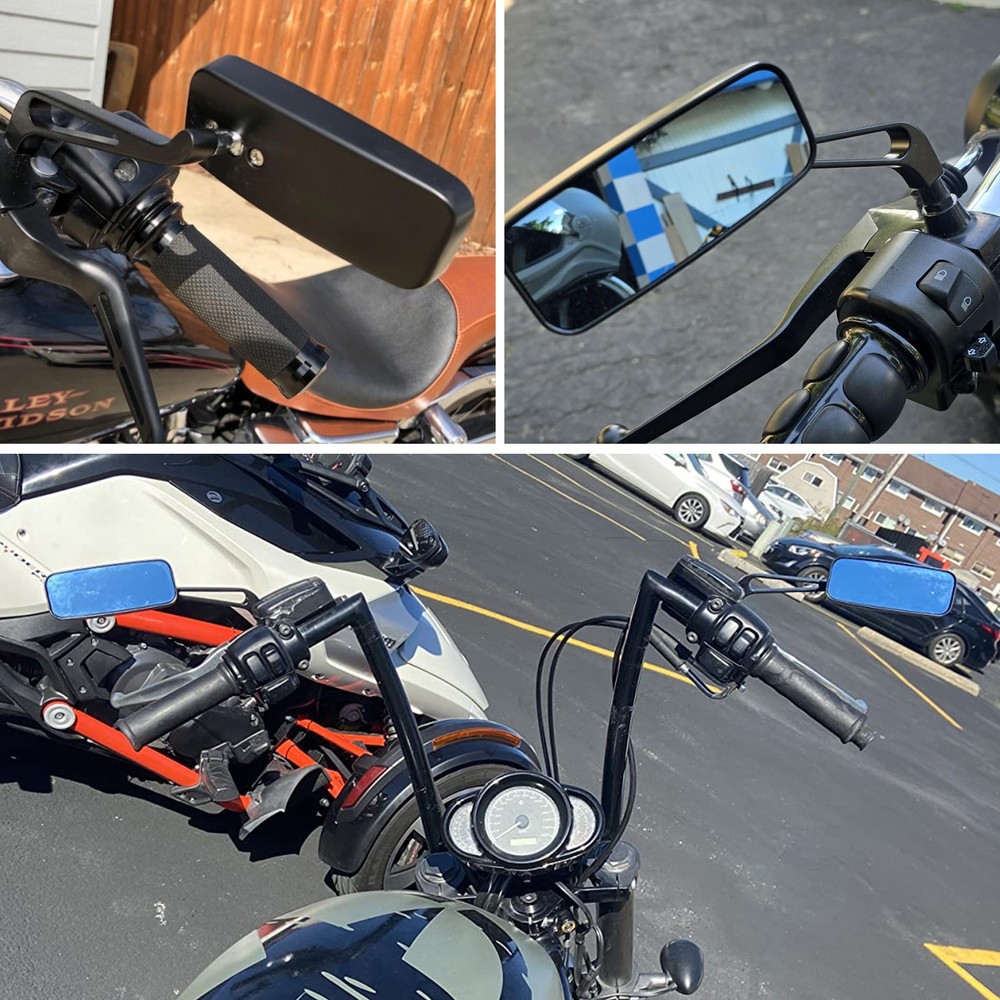 Black US Rectangular Motorcycle Rear View Side Mirrors For Honda Shadow Bobber