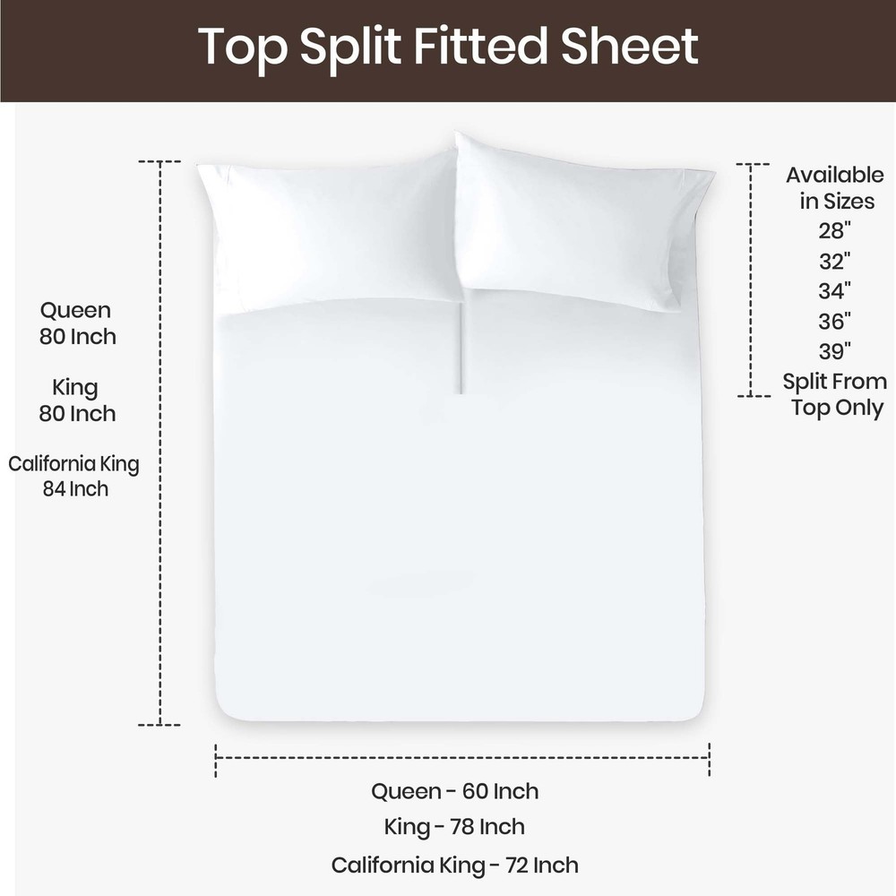 Adjustable Split Head Flex Top Queen 28" Microfiber Sheet Set – Ultra Soft, C...
