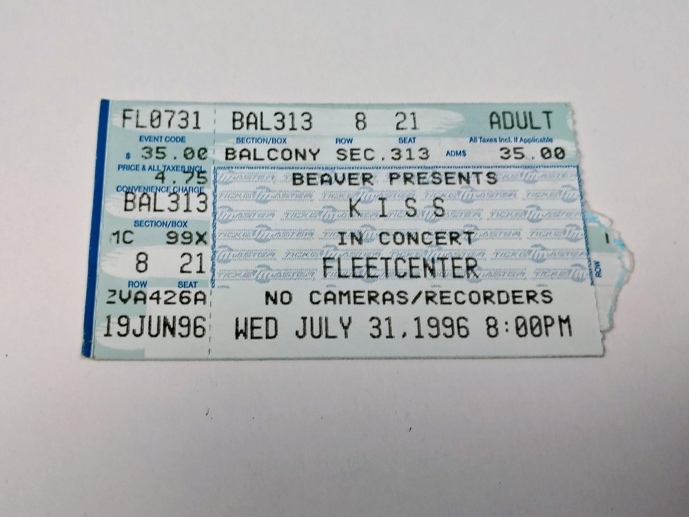 KISS Ticket Stub Alive Reunion Concert Tour Indianapolis July 31 1996 Vintage