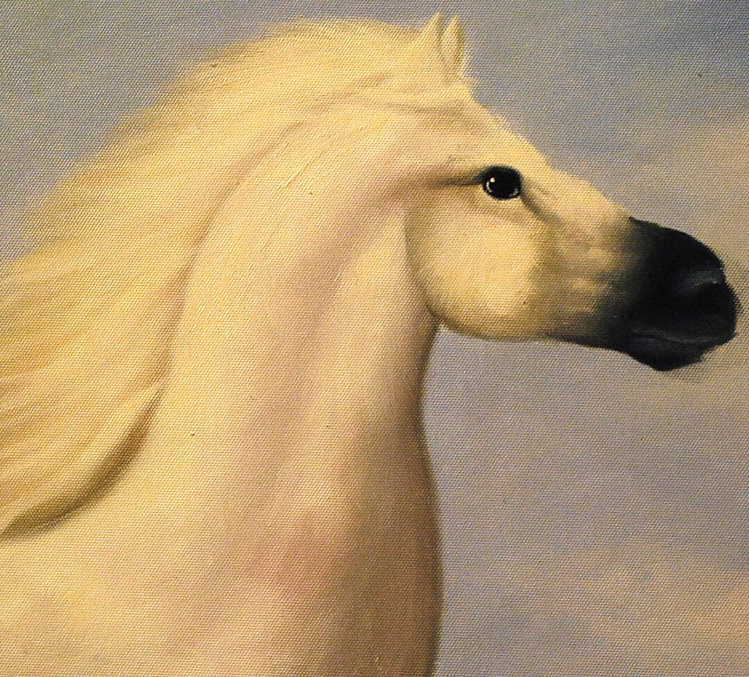 HORSE RUNNING ALONG OCEAN Original Art ACRYLIC PAINTING/CANVAS Signed 36" x 24"